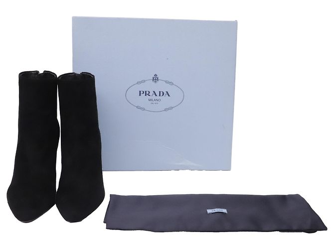Stivaletti con tacco alto Prada in camoscio nero - vista 6