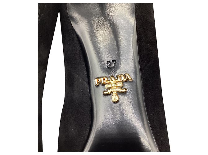 Stivaletti con tacco alto Prada in camoscio nero - vista 8