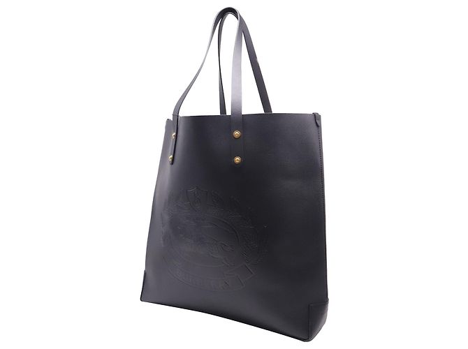 Burberry Tote Bag mit geprägtem Wappen aus schwarzem Leder - Ansicht 2