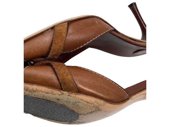 Mules con tacco Gucci Horsebit in pelle marrone - vista 7