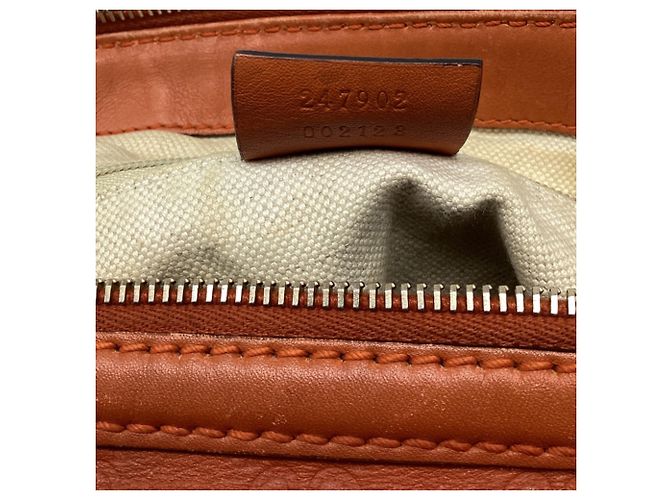 Borsa Satchel 2 vie Gucci Guccissima Sukey in pelle Rust Orange - vista 11