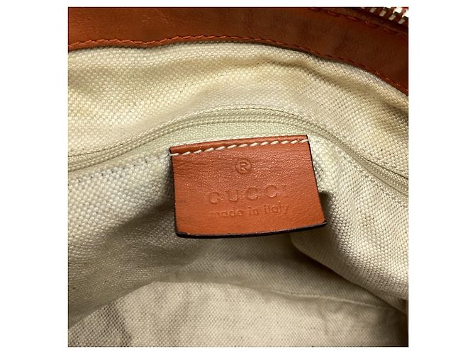 Borsa Satchel 2 vie Gucci Guccissima Sukey in pelle Rust Orange - vista 12