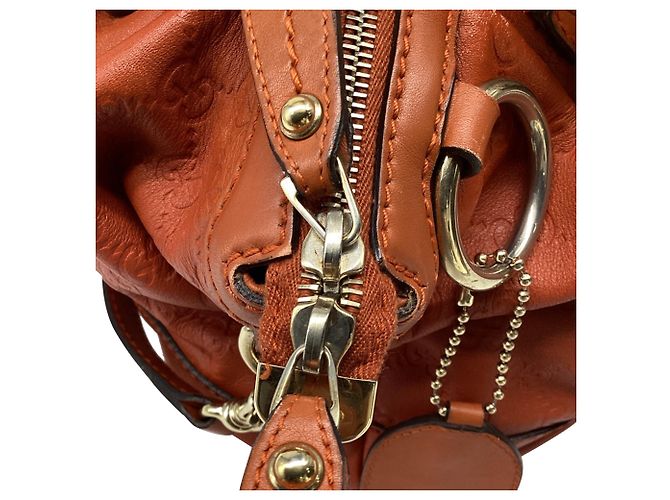Borsa Satchel 2 vie Gucci Guccissima Sukey in pelle Rust Orange - vista 15