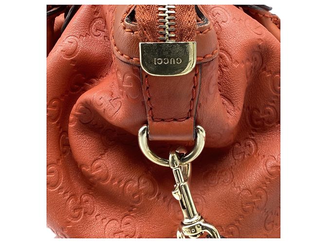 Borsa Satchel 2 vie Gucci Guccissima Sukey in pelle Rust Orange - vista 17