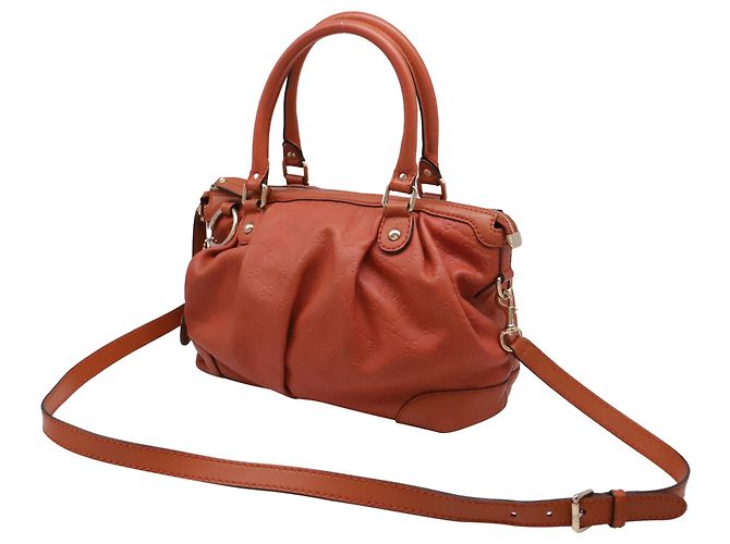 Borsa Satchel 2 vie Gucci Guccissima Sukey in pelle Rust Orange - vista 2