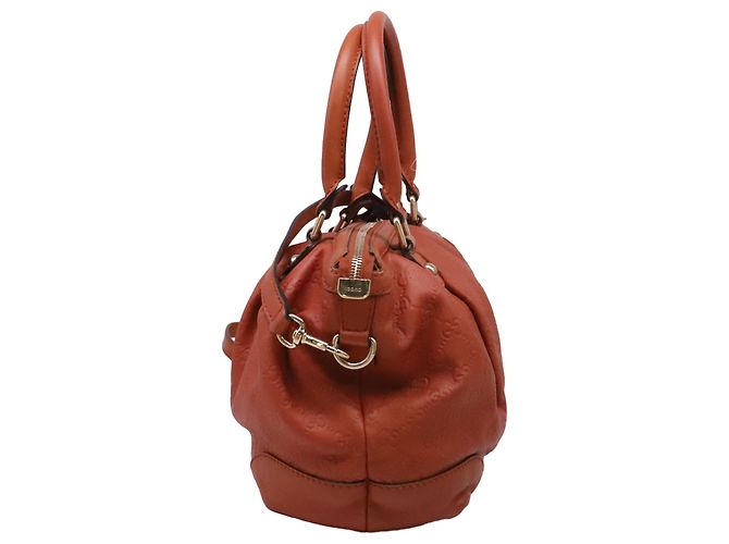 Borsa Satchel 2 vie Gucci Guccissima Sukey in pelle Rust Orange - vista 3