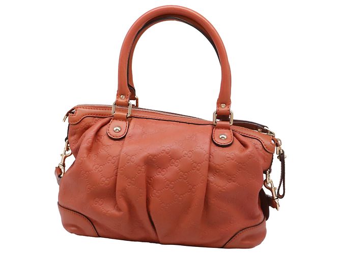 Borsa Satchel 2 vie Gucci Guccissima Sukey in pelle Rust Orange - vista 4