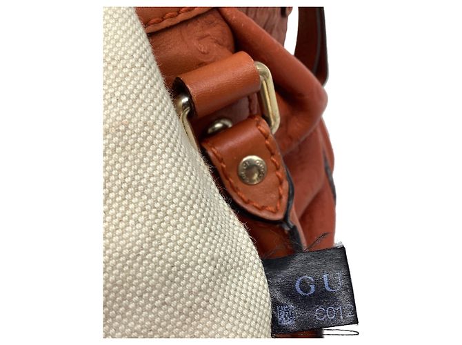 Borsa Satchel 2 vie Gucci Guccissima Sukey in pelle Rust Orange - vista 7
