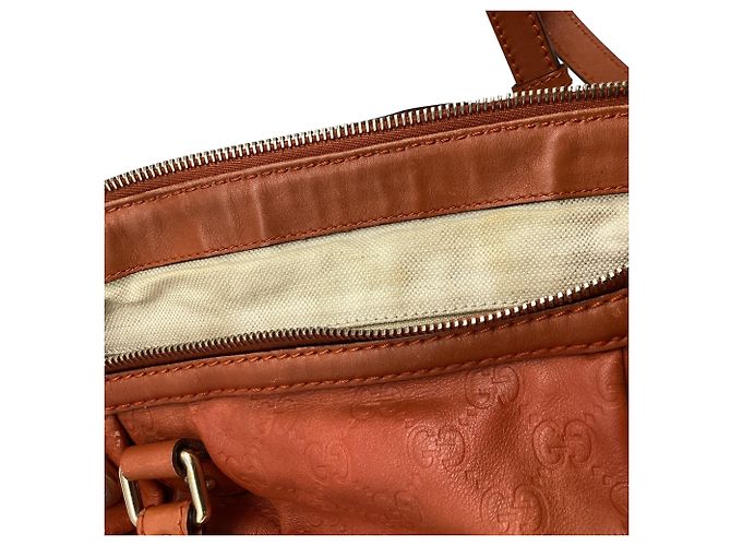Borsa Satchel 2 vie Gucci Guccissima Sukey in pelle Rust Orange - vista 9