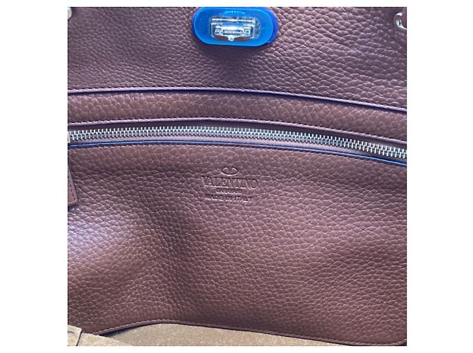 Valentino Garavani Rockstud Tote Bag Medium aus braunem Leder Rot Bordeaux - Ansicht 10