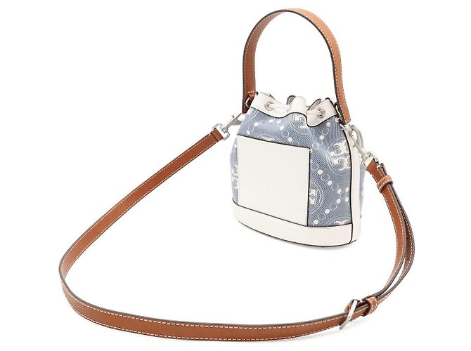 Borsa Bucket 2way in pelle T Monogram Tory Burch Bianco - vista 2