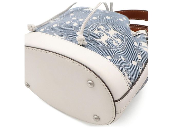 Borsa Bucket 2way in pelle T Monogram Tory Burch Bianco - vista 3