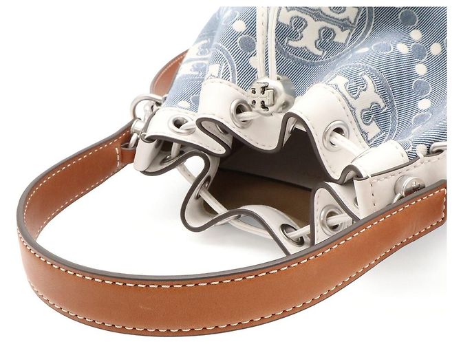 Borsa Bucket 2way in pelle T Monogram Tory Burch Bianco - vista 5