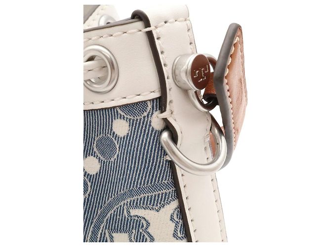 Borsa Bucket 2way in pelle T Monogram Tory Burch Bianco - vista 7
