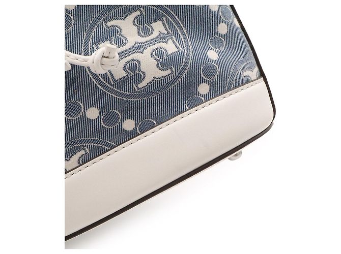 Borsa Bucket 2way in pelle T Monogram Tory Burch Bianco - vista 8