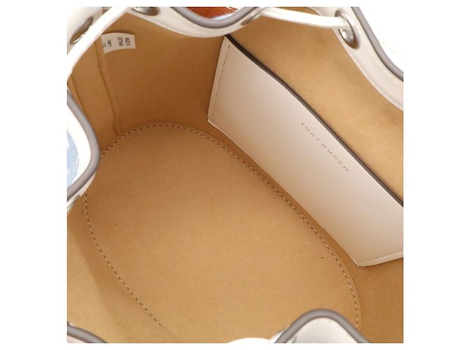 Borsa Bucket 2way in pelle T Monogram Tory Burch Bianco - vista 9