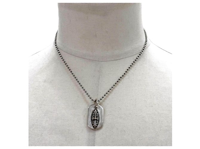 Collana Chrome Hearts Raised Dogtag Floral Cross Silver Argento Metallico - vista 2