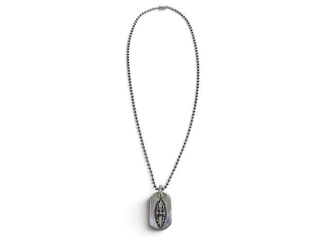 Collana Chrome Hearts Raised Dogtag Floral Cross Silver Argento Metallico - vista 3