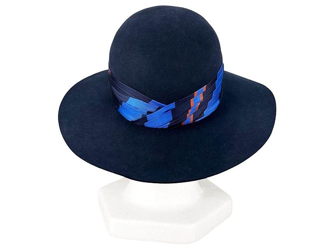 Cappello Hermès in lana e seta blu - vista 5