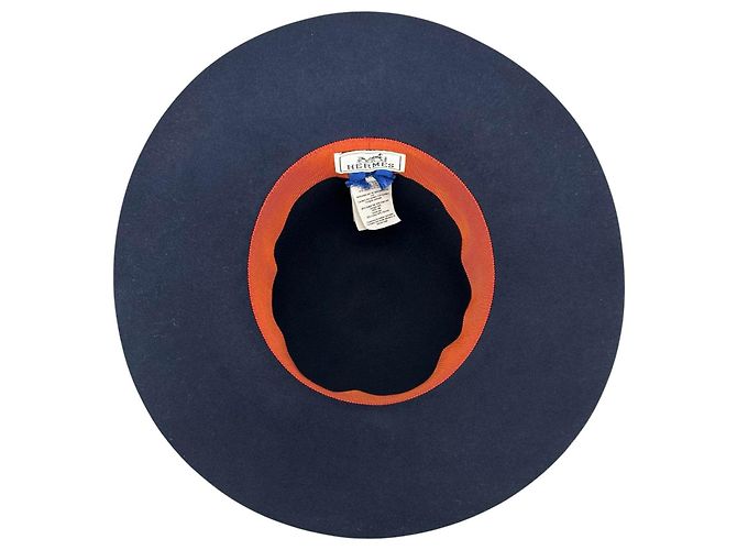 Cappello Hermès in lana e seta blu - vista 7