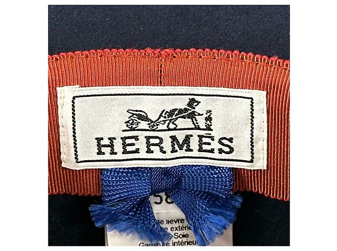 Cappello Hermès in lana e seta blu - vista 9