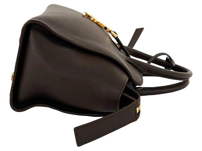 Yves Saint Laurent Borsa a mano in pelle Saint Laurent Paris Downtown Baby Cabas Marrone - vista 6