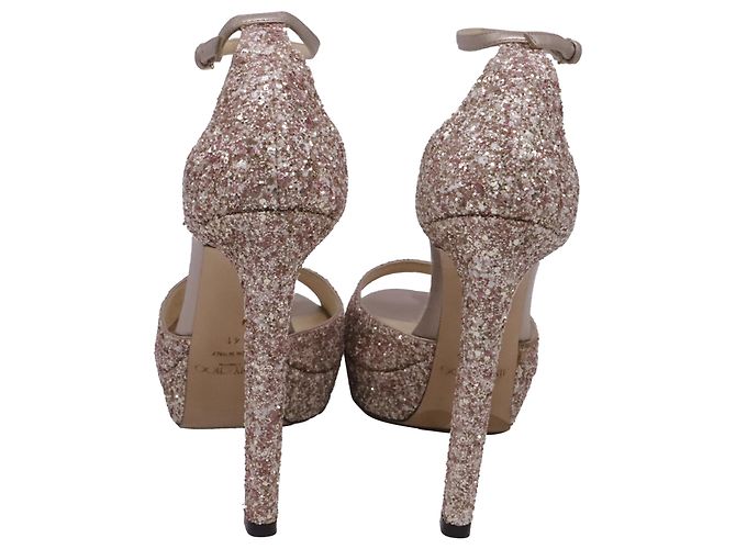 Sandali con plateau Jimmy Choo Max 150 in glitter rosa - vista 5