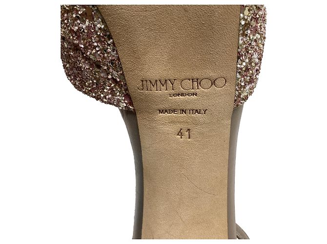 Sandali con plateau Jimmy Choo Max 150 in glitter rosa - vista 7