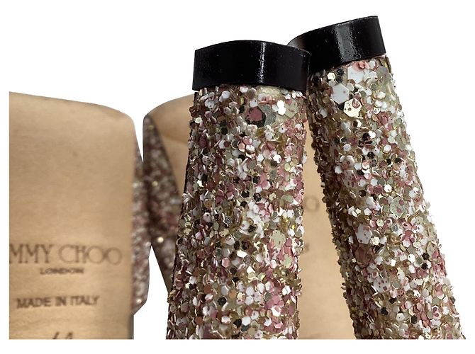 Sandali con plateau Jimmy Choo Max 150 in glitter rosa - vista 9