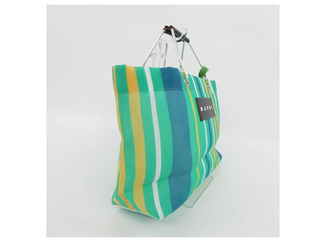 Marni Borsa MARNI MARKET STRIPE MINI Verde - vista 2