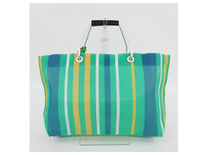 Marni Borsa MARNI MARKET STRIPE MINI Verde - vista 3