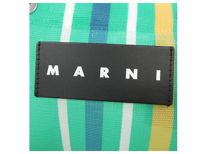 Marni Borsa MARNI MARKET STRIPE MINI Verde - vista 5