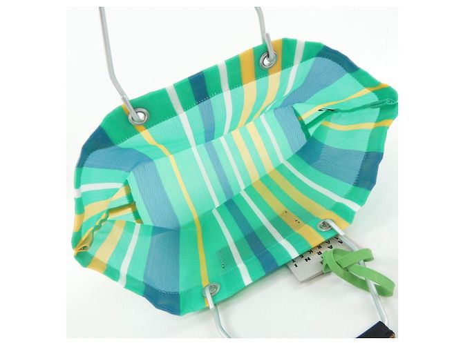 Marni Borsa MARNI MARKET STRIPE MINI Verde - vista 6