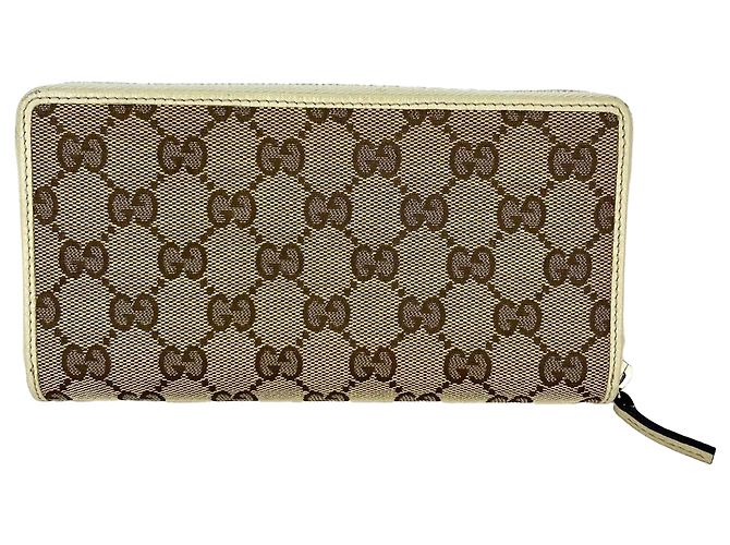 Gucci GG Logo Beige Zip Around Canvas Geldbörse - Ansicht 2