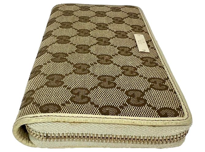 Gucci GG Logo Beige Zip Around Canvas Geldbörse - Ansicht 3