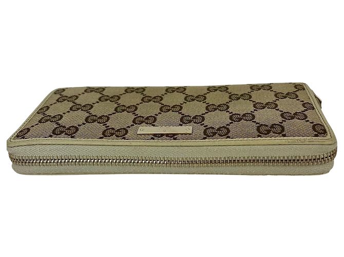 Gucci GG Logo Beige Zip Around Canvas Geldbörse - Ansicht 6