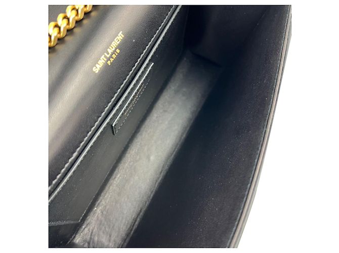 Autre Marque Sac à épaule Saint Laurent Medium Kate en daim noir clouté - vue 10