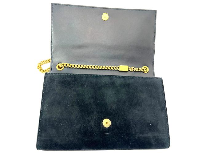 Autre Marque Sac à épaule Saint Laurent Medium Kate en daim noir clouté - vue 3