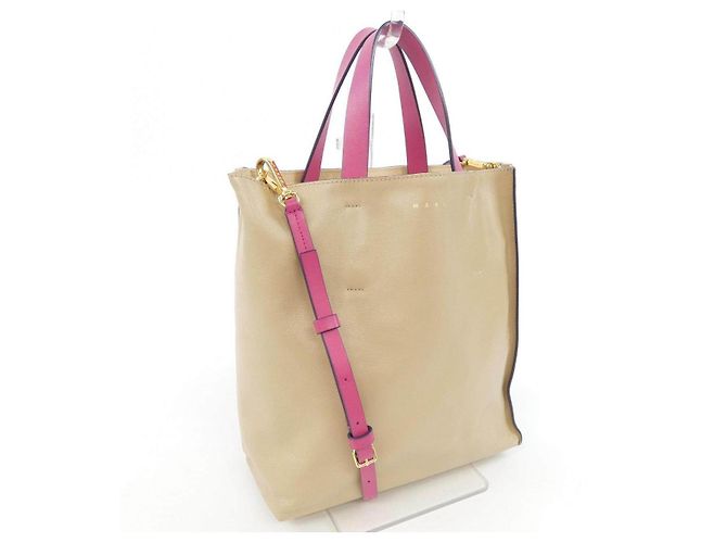 Borsa Marni Museo Small in vitello Marrone Beige - vista 2