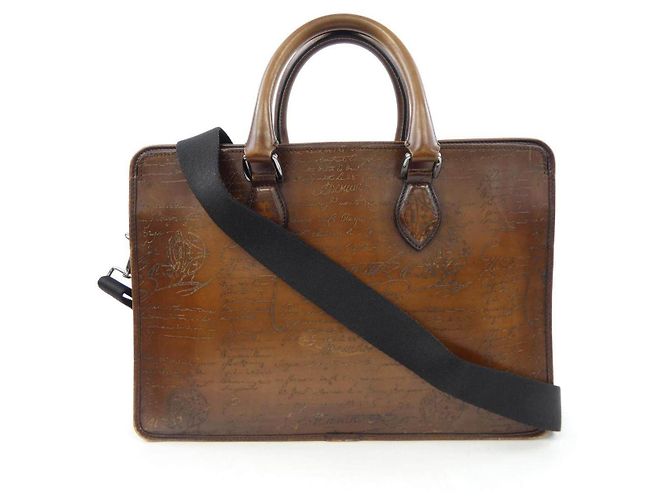 Borsetta Berluti Un Jour Small Scritto in pelle Marrone - vista 3