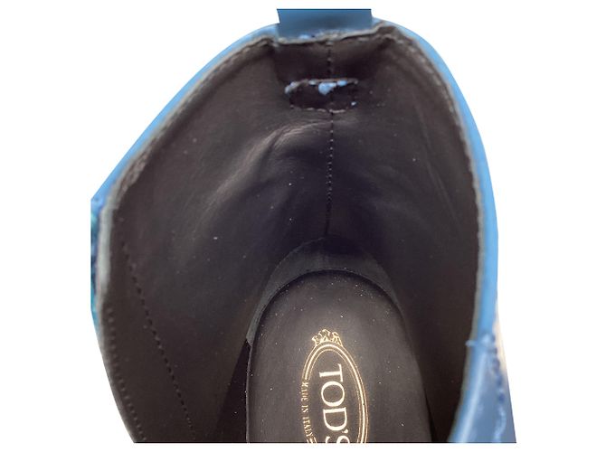 Stivaletti stringati Tod's in pelle blu - vista 10