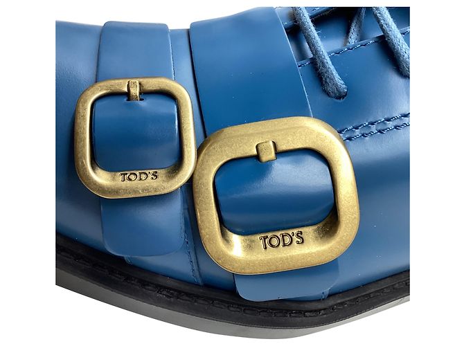 Stivaletti stringati Tod's in pelle blu - vista 12