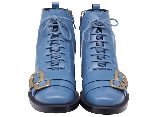 Stivaletti stringati Tod's in pelle blu - vista 2