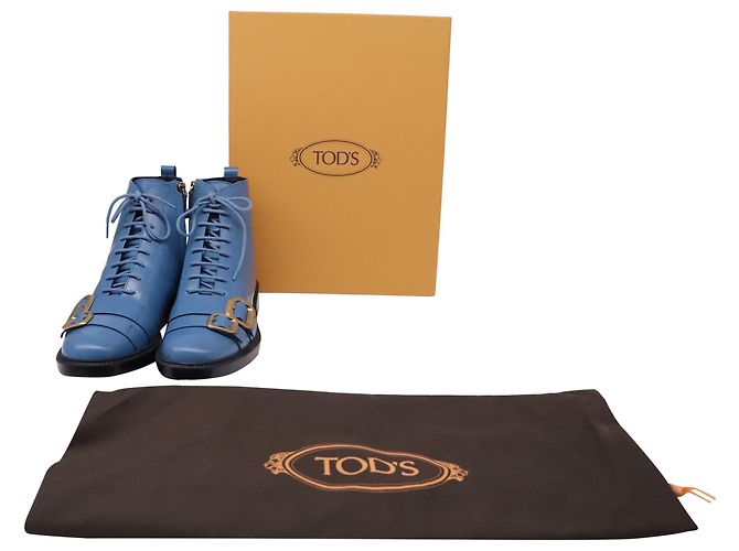 Stivaletti stringati Tod's in pelle blu - vista 6