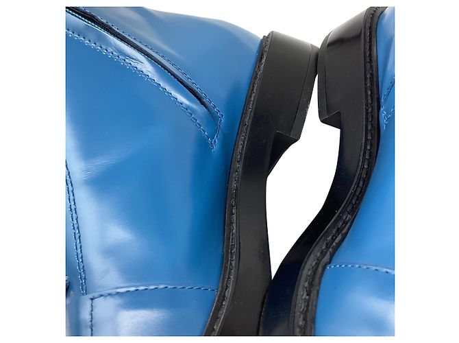 Stivaletti stringati Tod's in pelle blu - vista 7