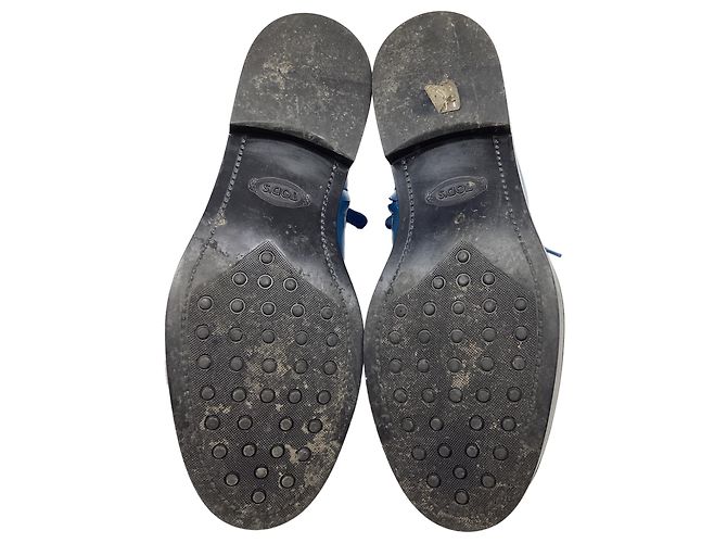 Stivaletti stringati Tod's in pelle blu - vista 8