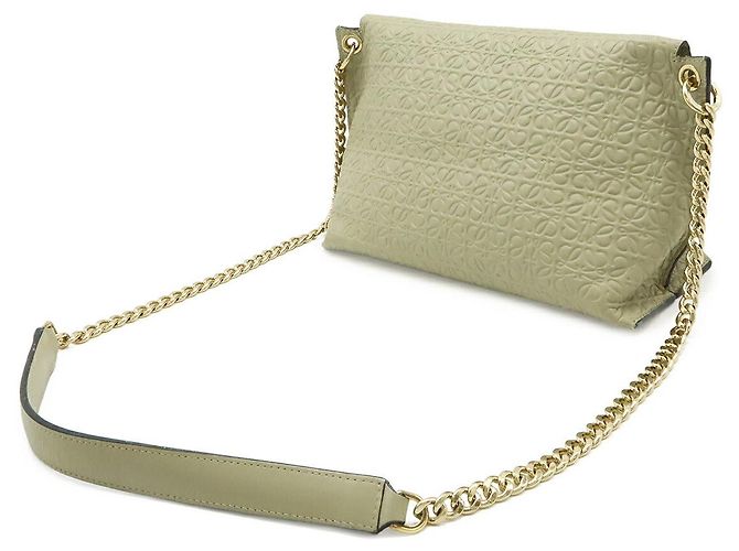 Borsa a tracolla con catena Anagram Avenue in pelle Loewe Marrone Beige - vista 2