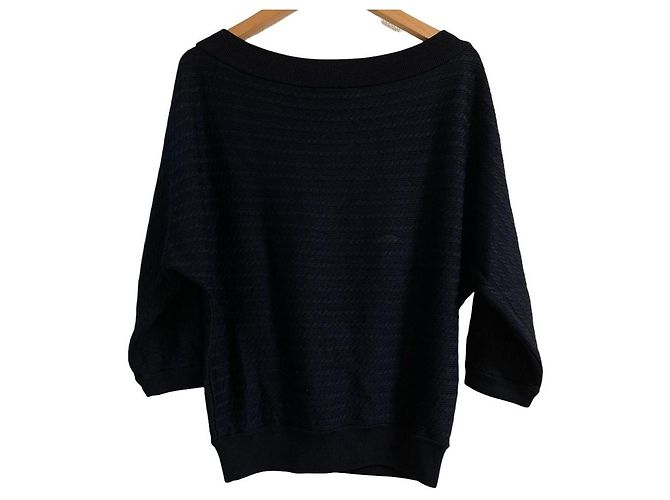Autre Marque Rene Strickpullover mit Dolman-Ärmeln Blau Marineblau - Ansicht 2