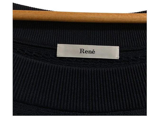 Autre Marque Rene Strickpullover mit Dolman-Ärmeln Blau Marineblau - Ansicht 3