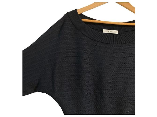Autre Marque Rene Strickpullover mit Dolman-Ärmeln Blau Marineblau - Ansicht 4
